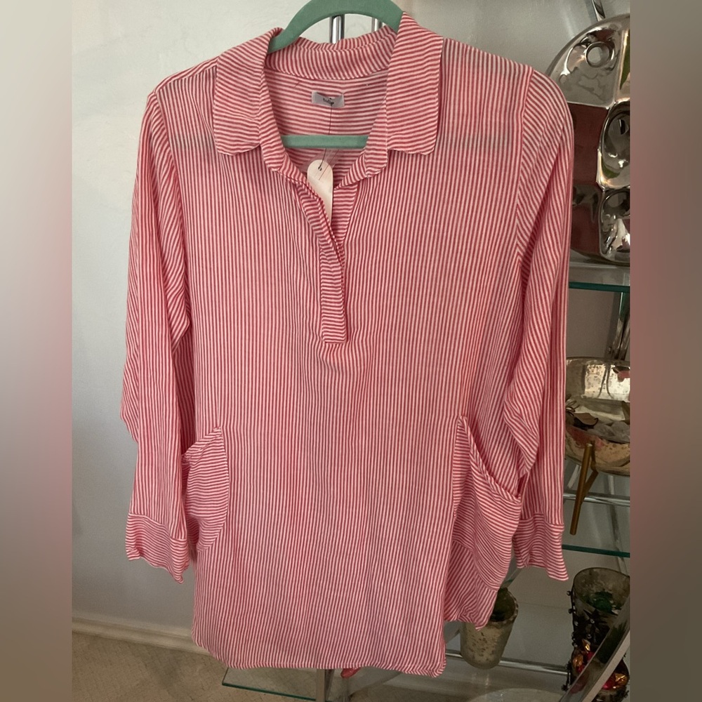 Striped red & white Women's Top by Tulip